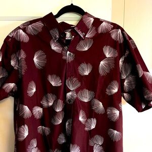 New without Tags Wine Colored Aloha Shirt. Size Large made in Hawaii